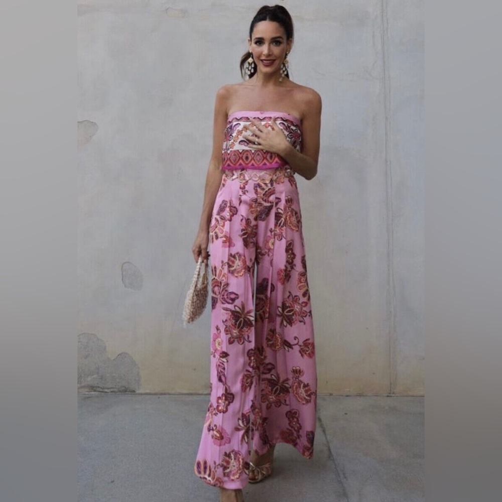 ZARA WOMAN WIDE-LEG STRAPLESS FLORAL PRINT JUMPSUIT 3425/251/074XL22/148m14